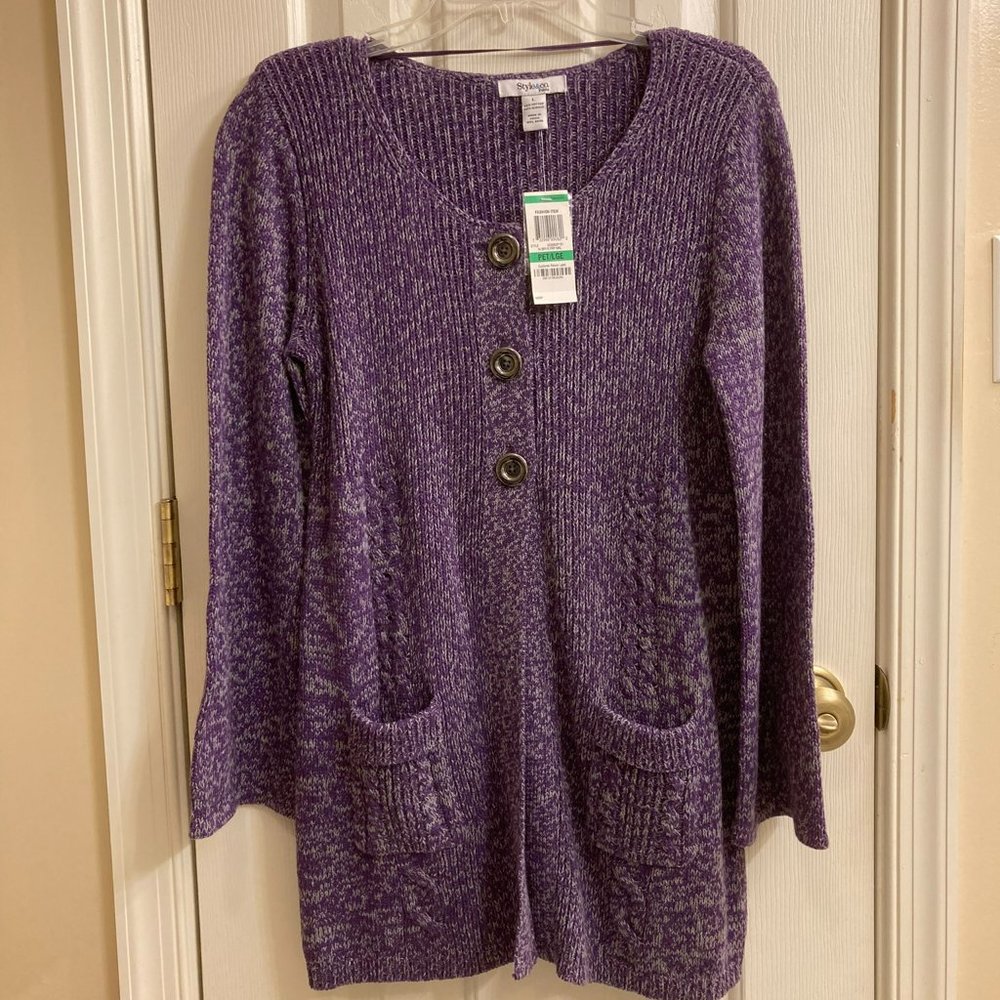 Style and Co women's petite/large sweater, purple, NWOT